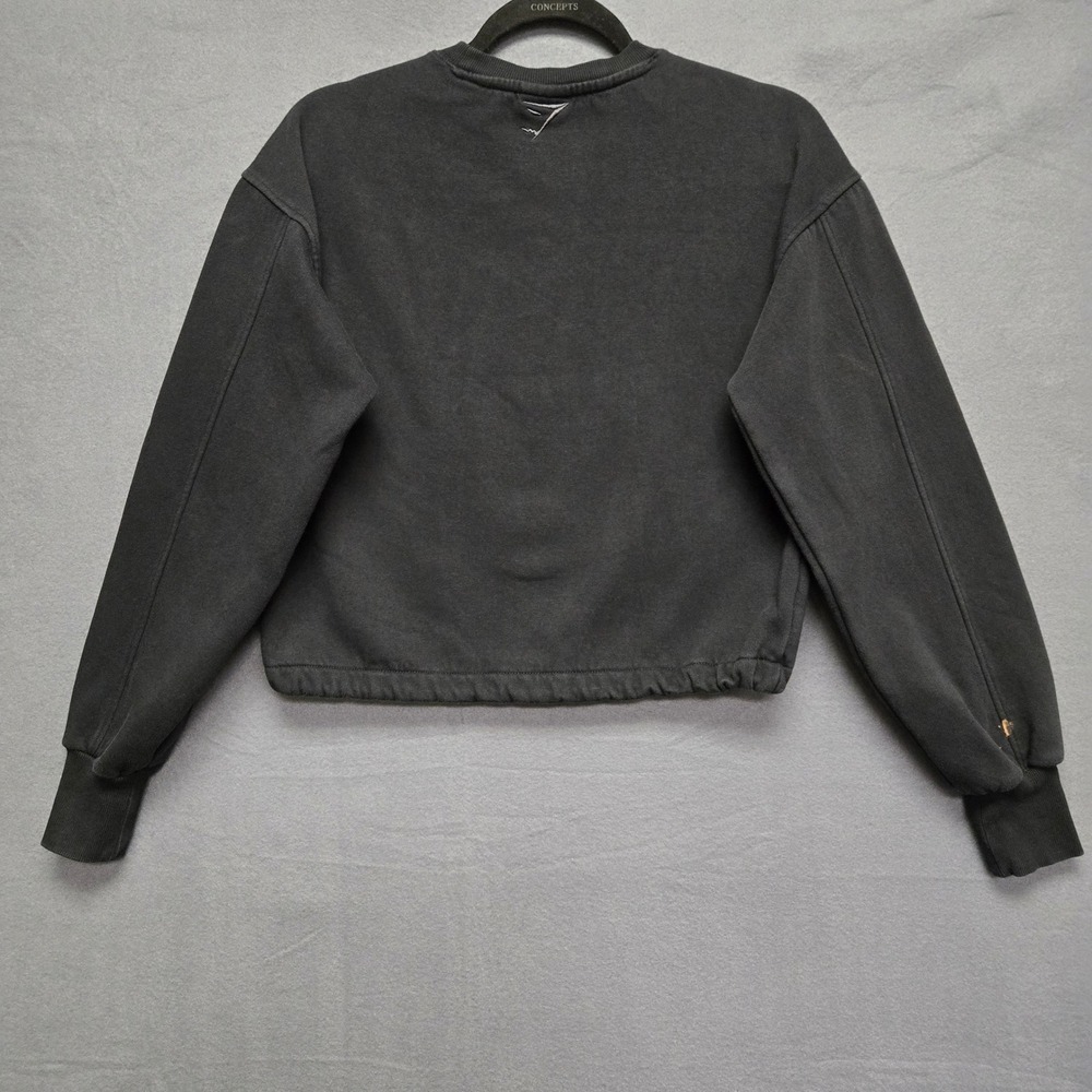 Gymshark Athleisure XS Black Cropped Pullover Sweatshirt Logo Workout - Picture 3 of 12